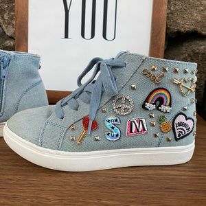 Steve Madden denim high top sneaker.